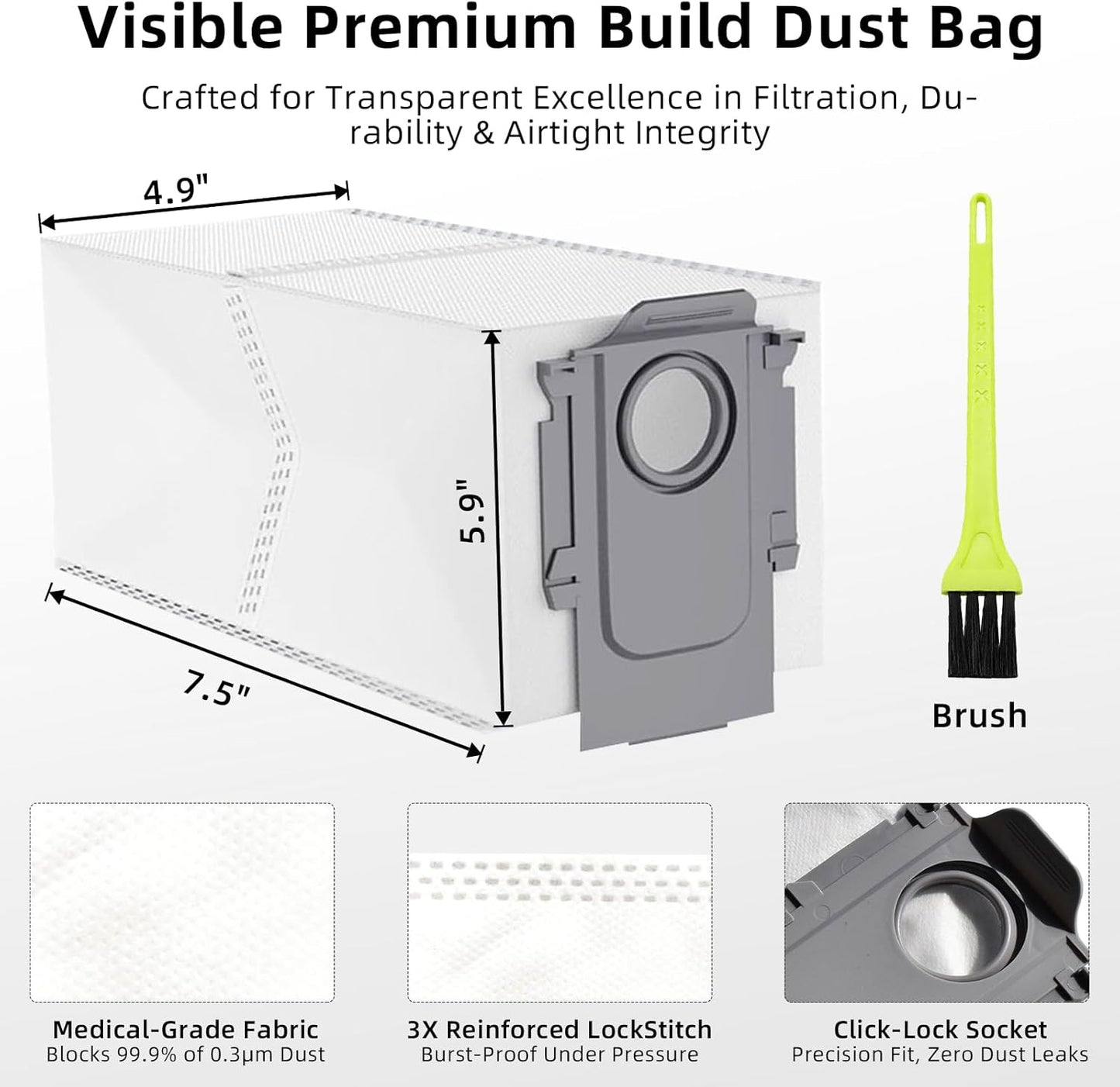 12 Pzas Bolsas Vacío Roborock QRevo S8 MaxV Ultra