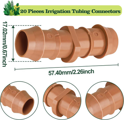 20 Conectores Acoplador Riego Goteo 1/2pulg 0.669pulg