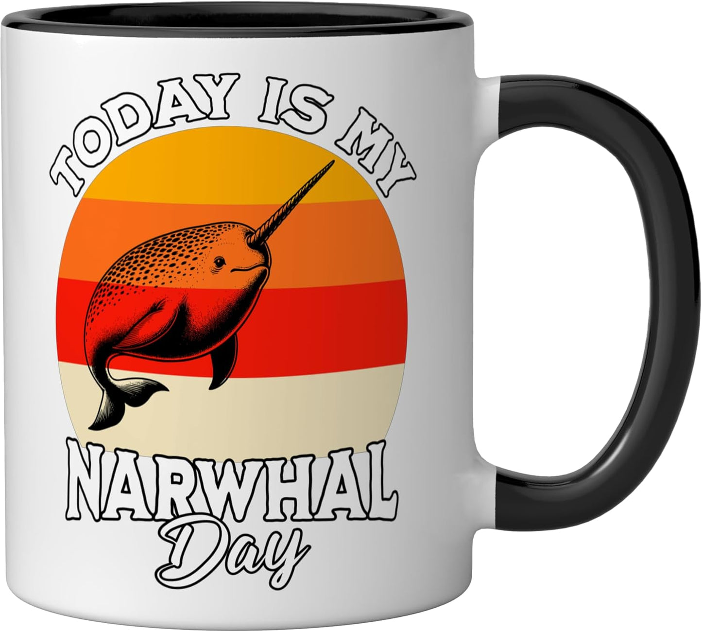 Taza cerámica narval divertida negra/blanca