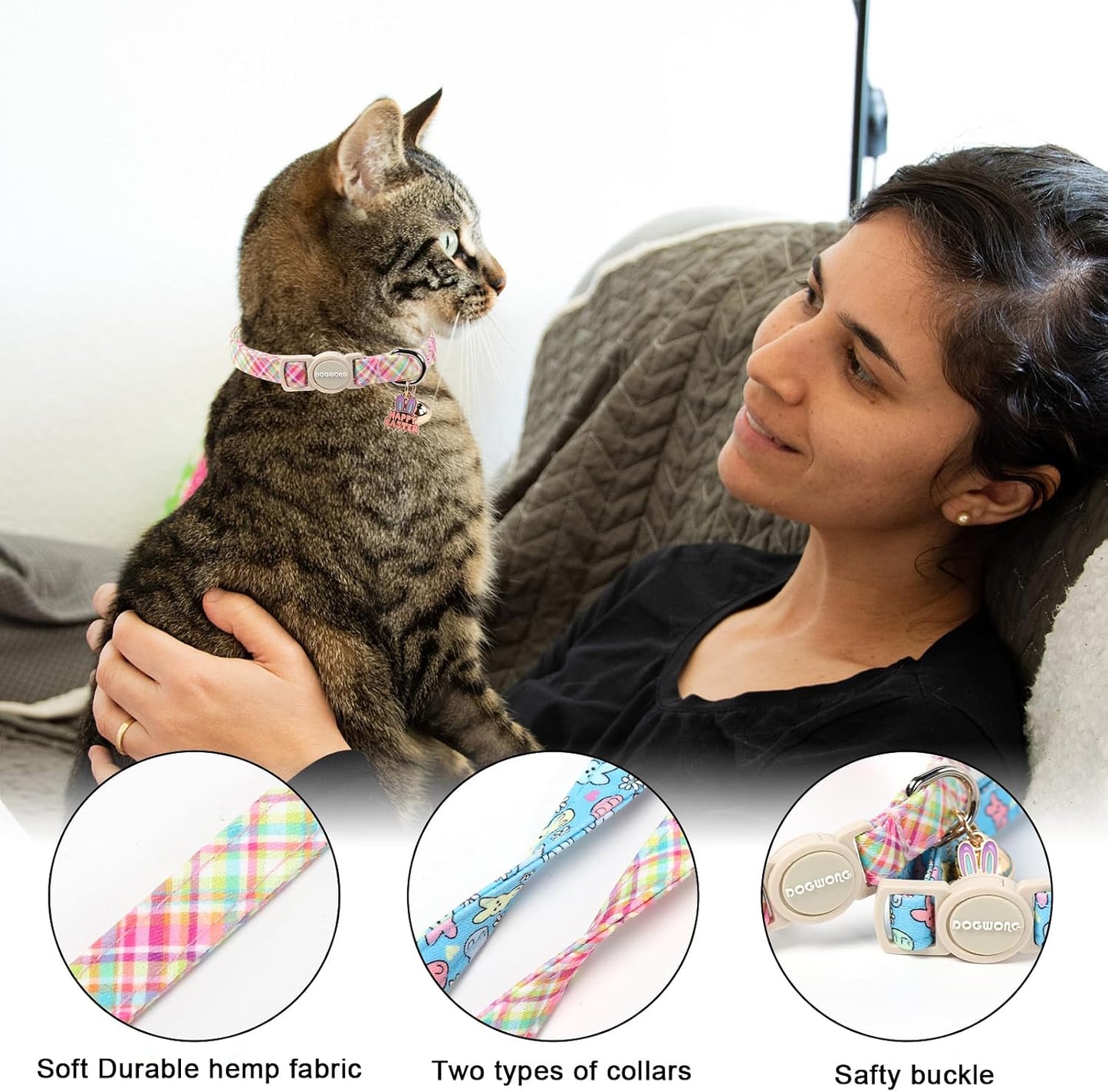 2 Collares Gato Ajustables Pascua Con Campana