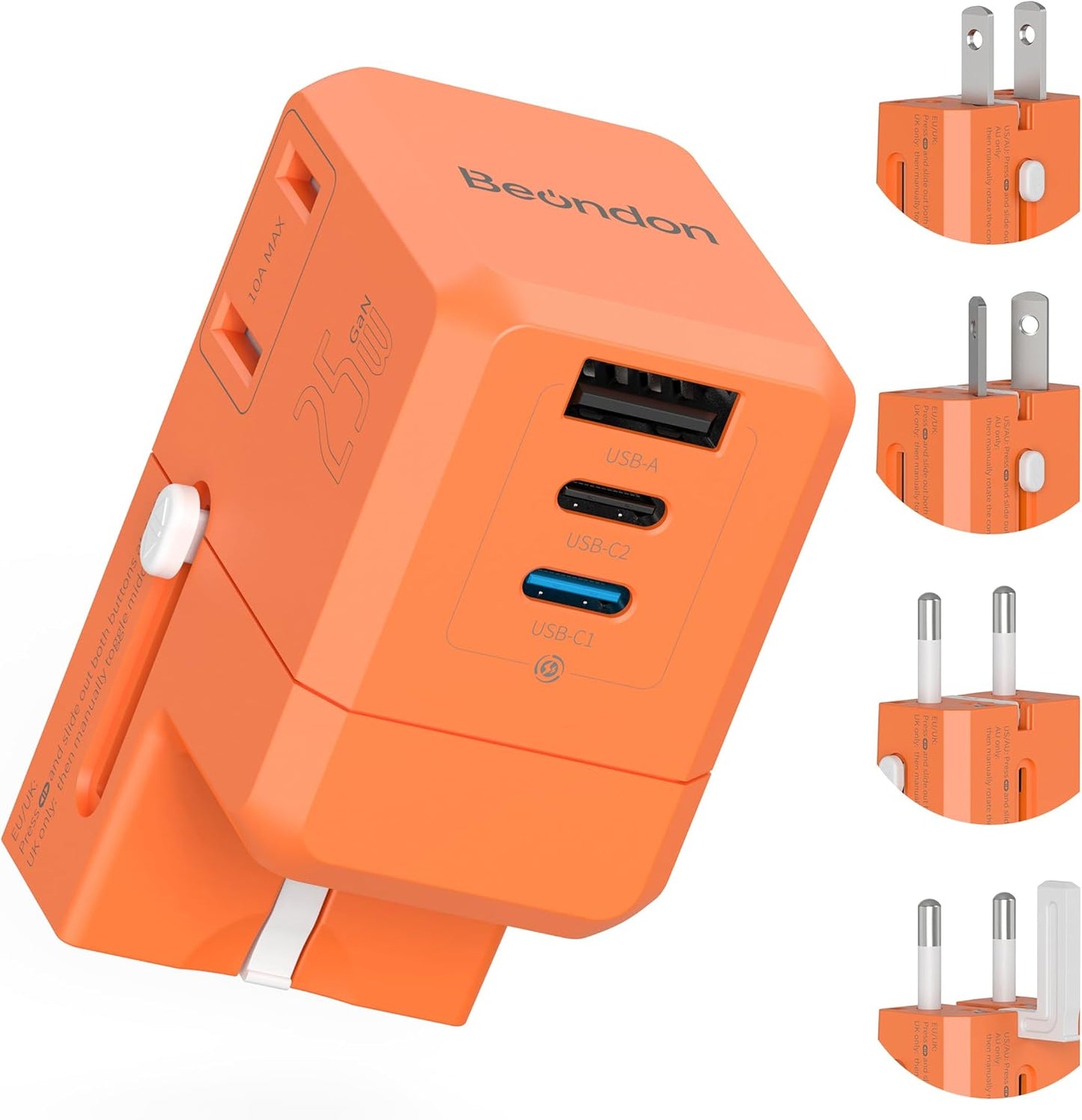 Adaptador internacional 25W 3 puertos USB EE.UU. a Europa