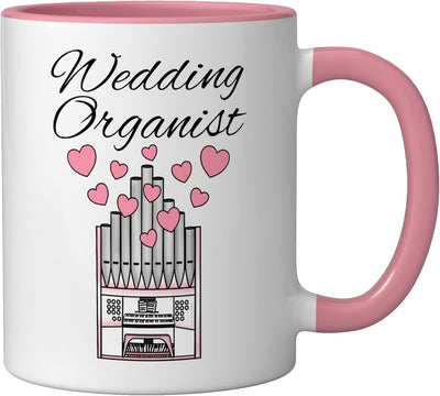 Taza cerámica para organista de boda color rosa/blanco