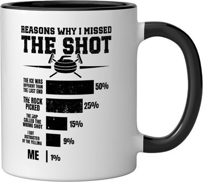 Taza para curling deportivo cerámica negra/blanca