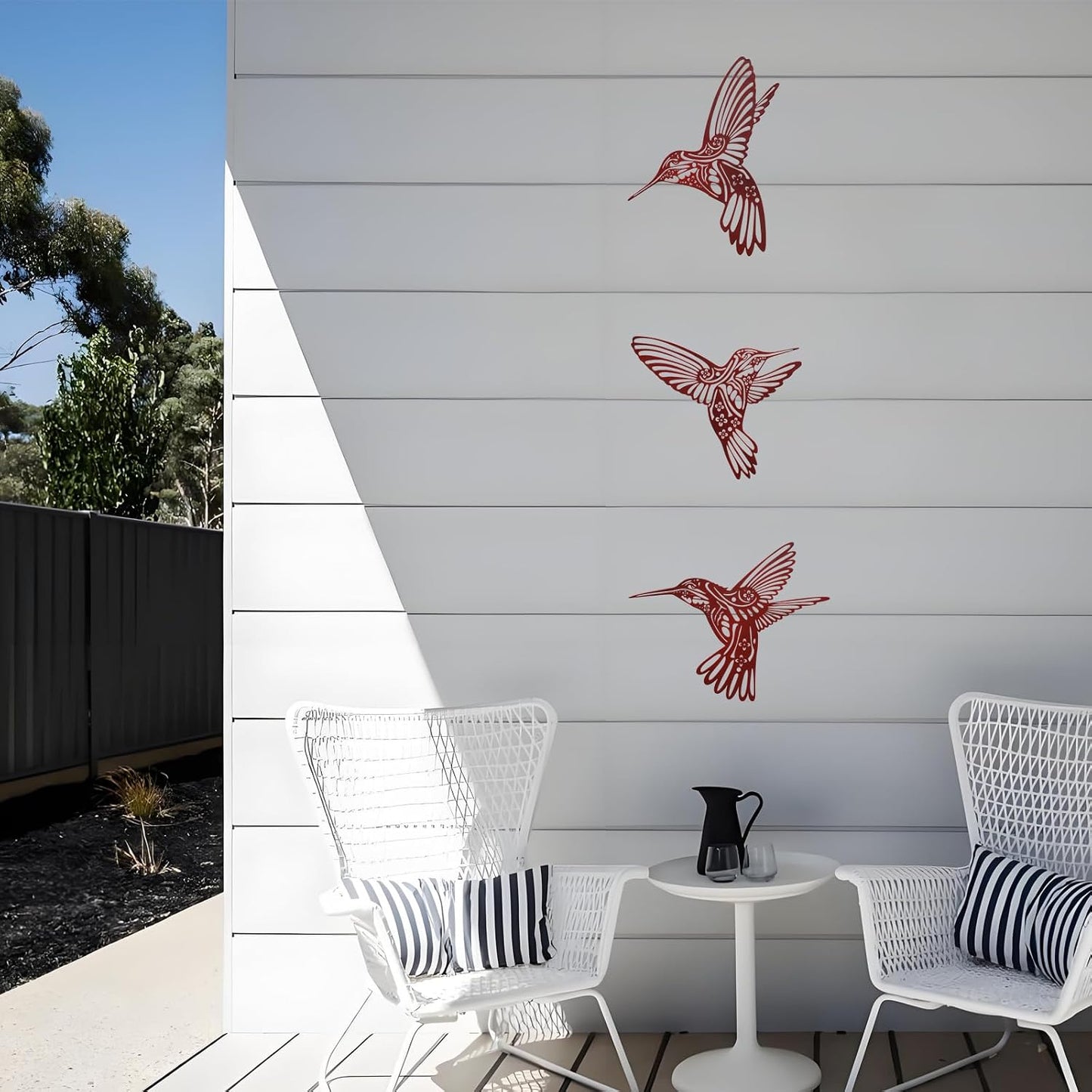 Decoración pared colibrí metal moderna para cocina patio
