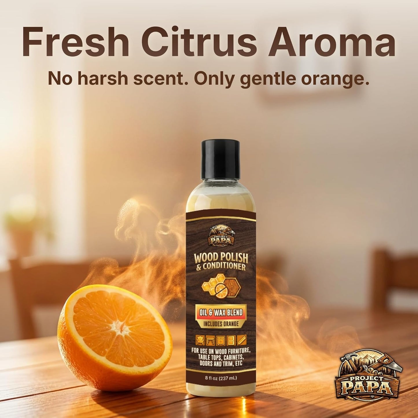 Pulidor madera con aceite naranja cera abejas 8oz
