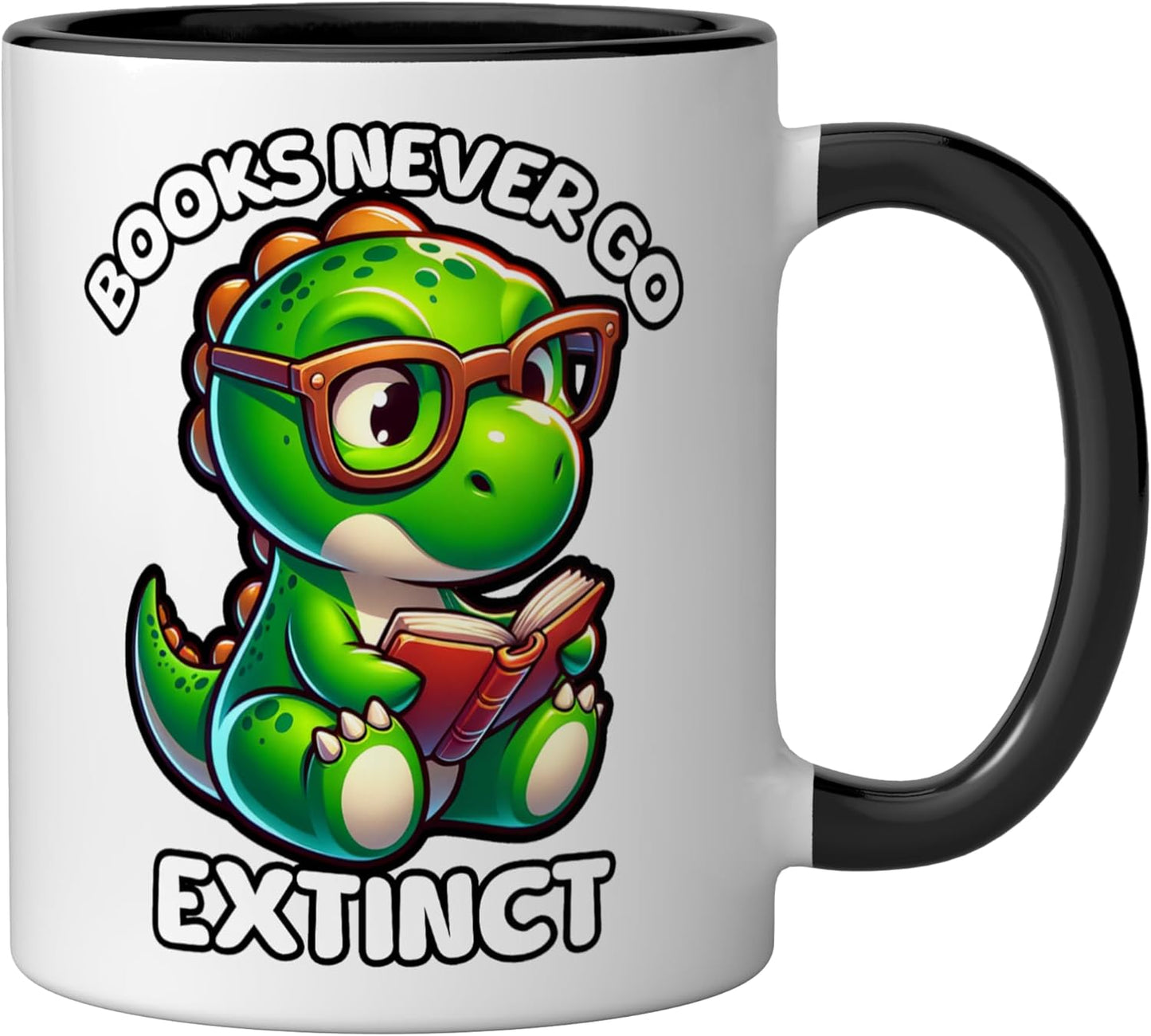 Taza cerámica divertida de dinosaurio para lectores nerds