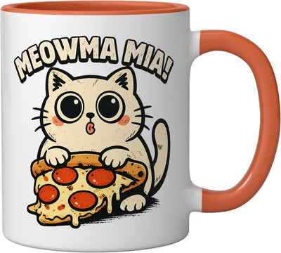 Taza Cerámica Gato Comiendo Pizza Meowma Mia