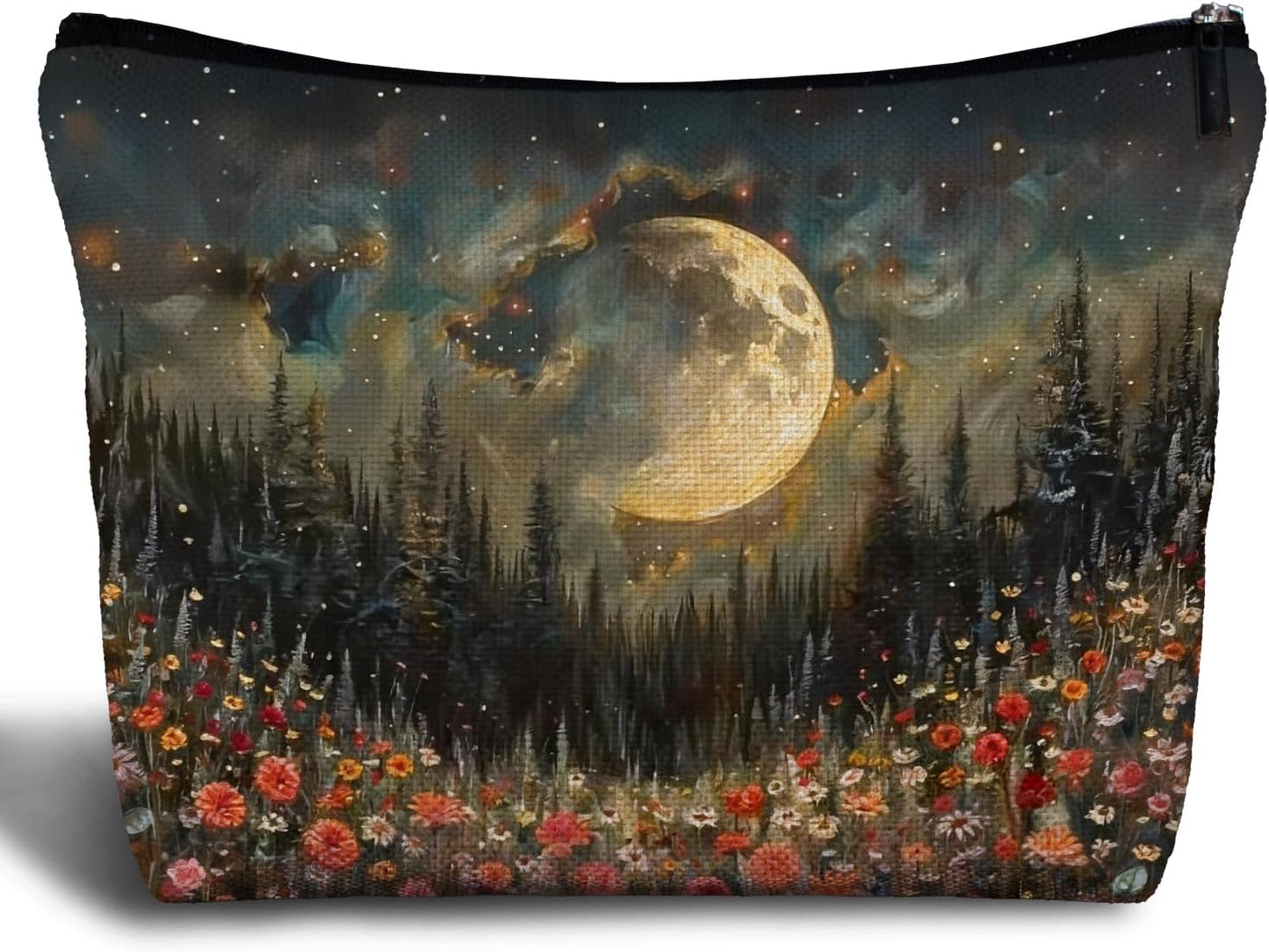 Bolsa maquillaje flores botánicas estrellas y luna