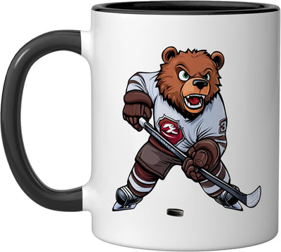 Taza Cerámica Hockey Bear Negro/Blanco