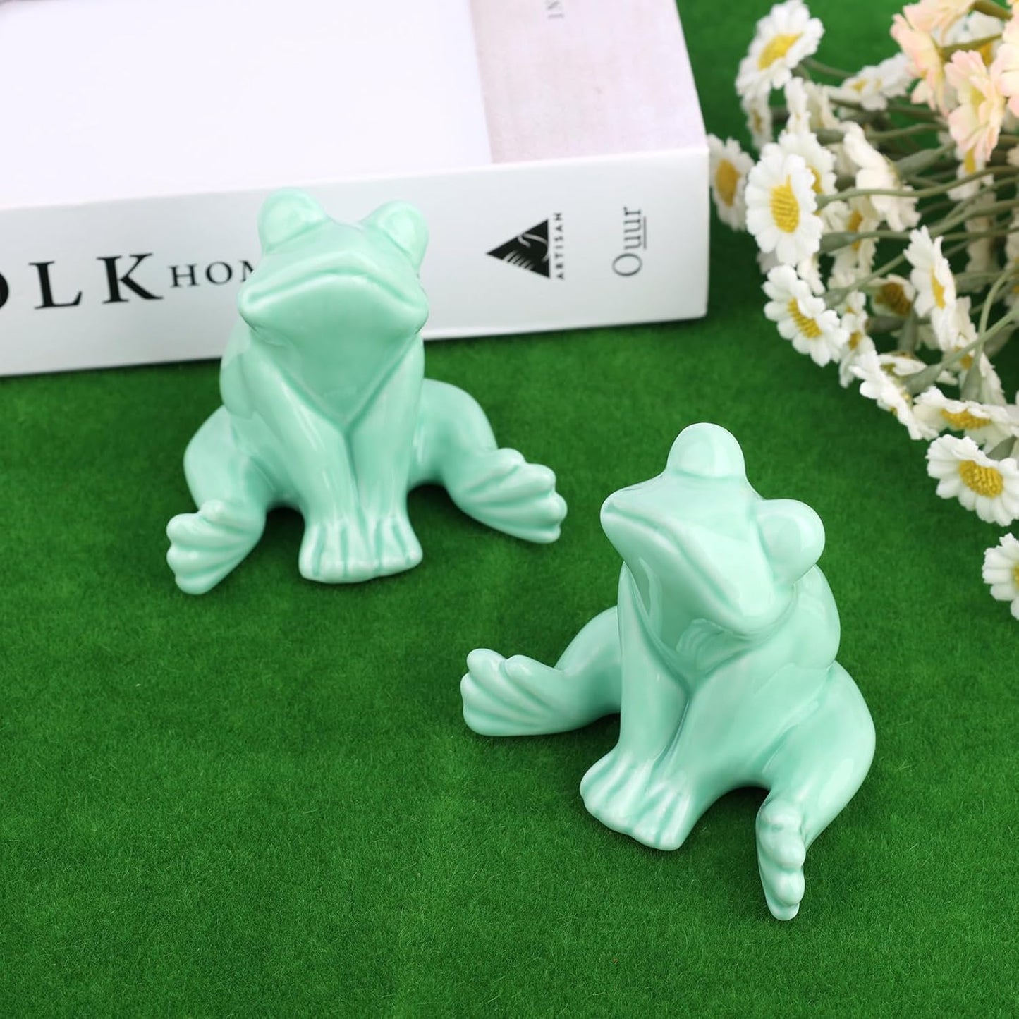 2 Tapas Cerámica Pernos Inodoro Ranas Decorativas