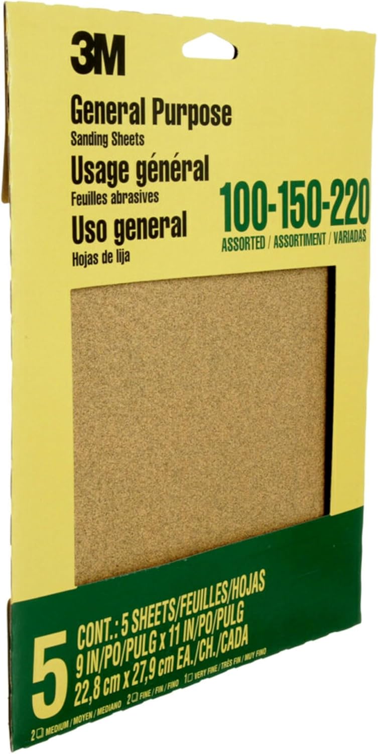 Papel lija óxido aluminio grano 100-150-220 9x11pulg multiusos