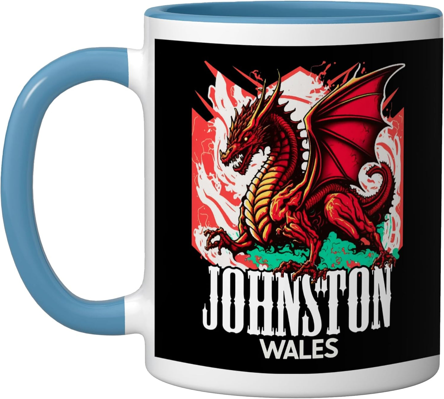 Taza cerámica con bandera de Gales y dragón azul/blanco