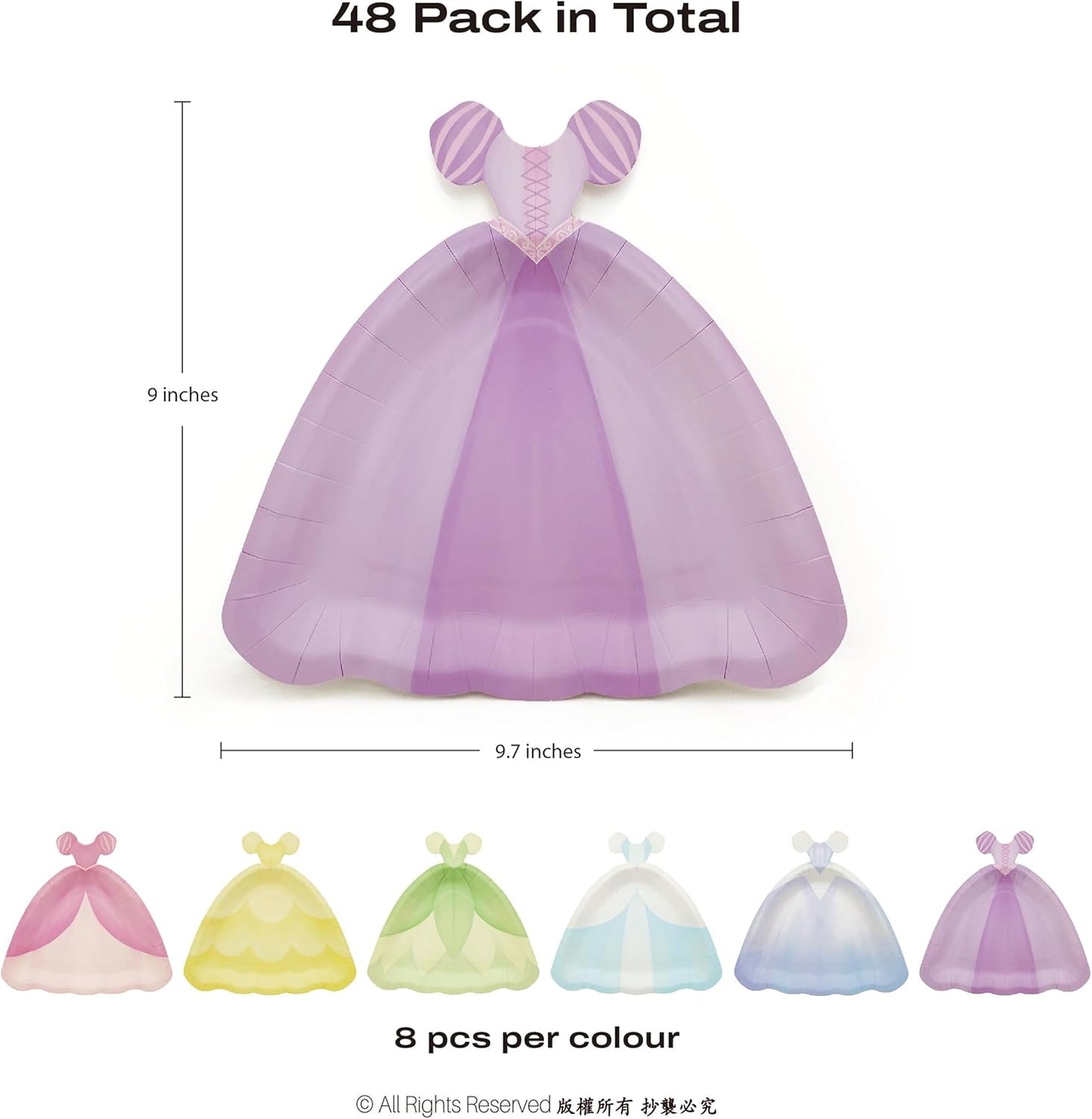 Platos de fiesta para princesas con tema real 48 piezas