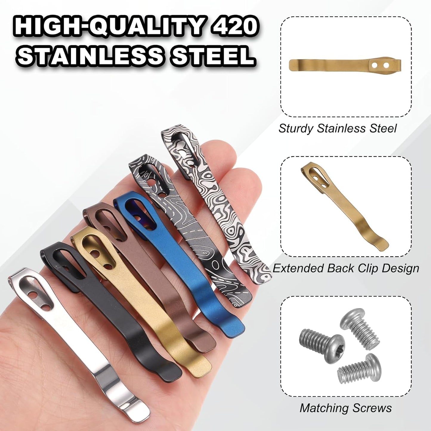 Set 2 clips bolsillo acero inox 420 plegables