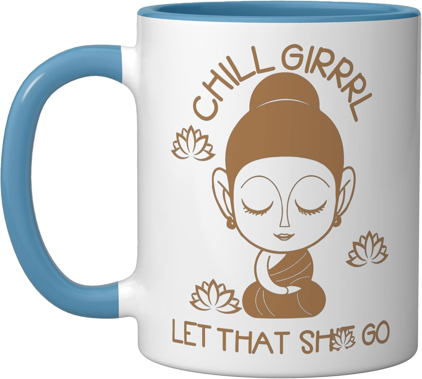 Taza Cerámica Yoga Teacher Chill Girrl Azul/Blanco