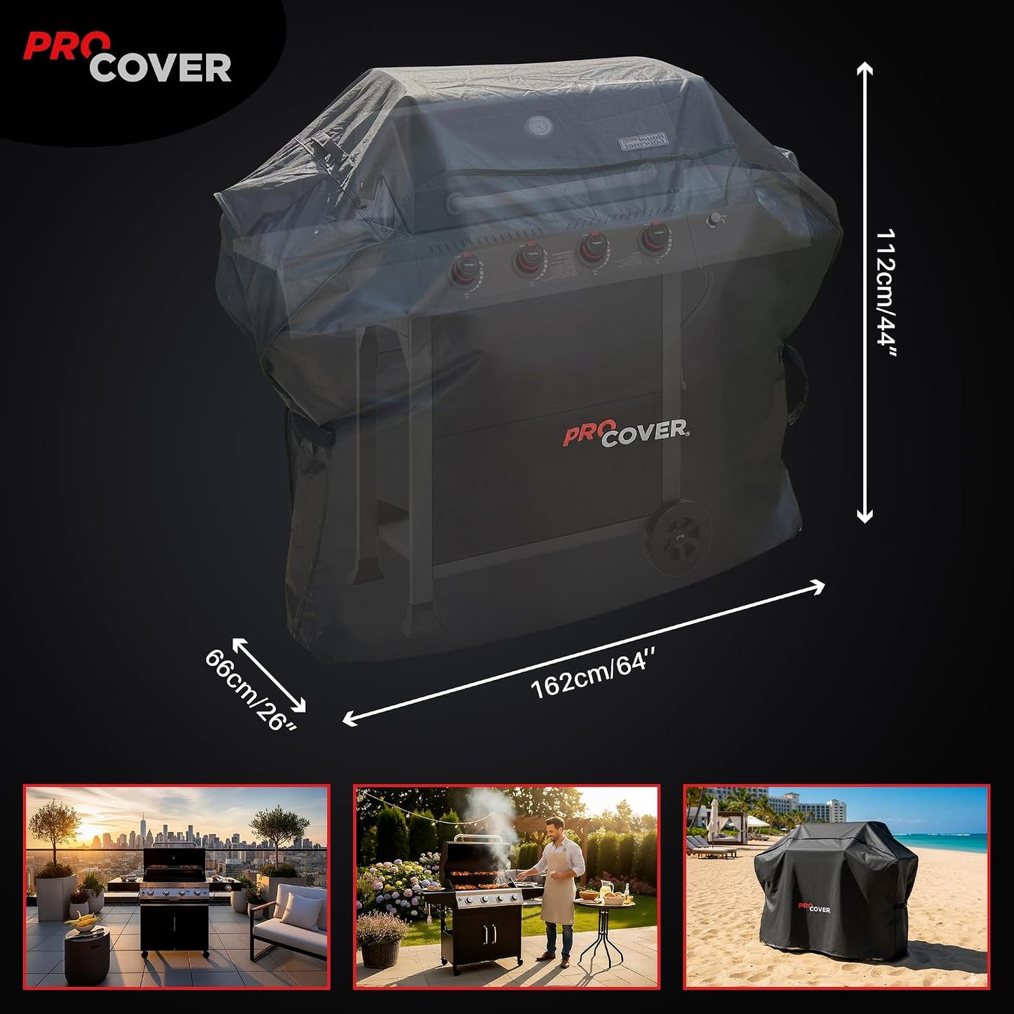 Funda barbacoa tela Oxford 600D impermeable 64pulg