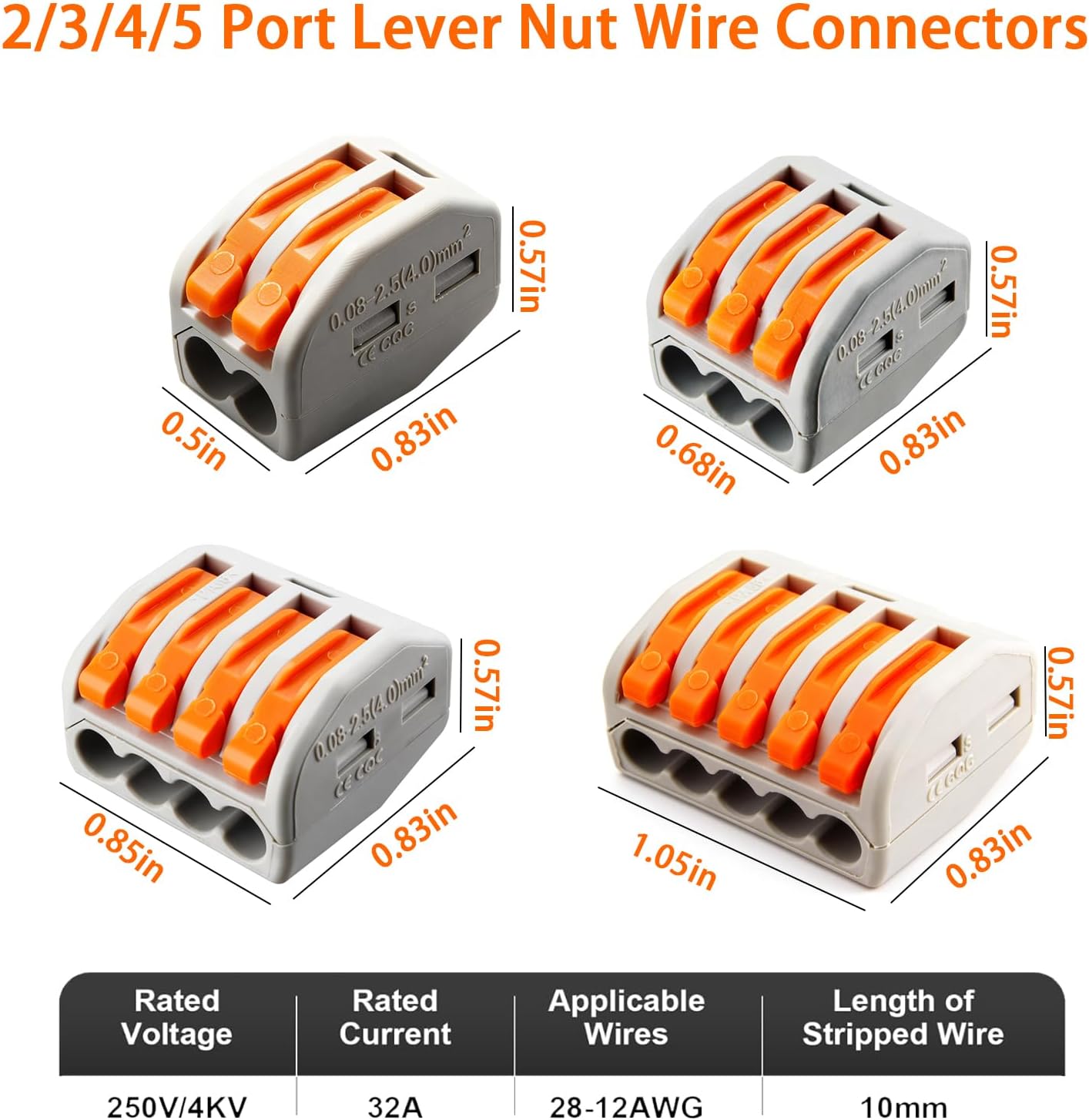 30 Conectores Palanca Terminal Rapida 28-12 AWG