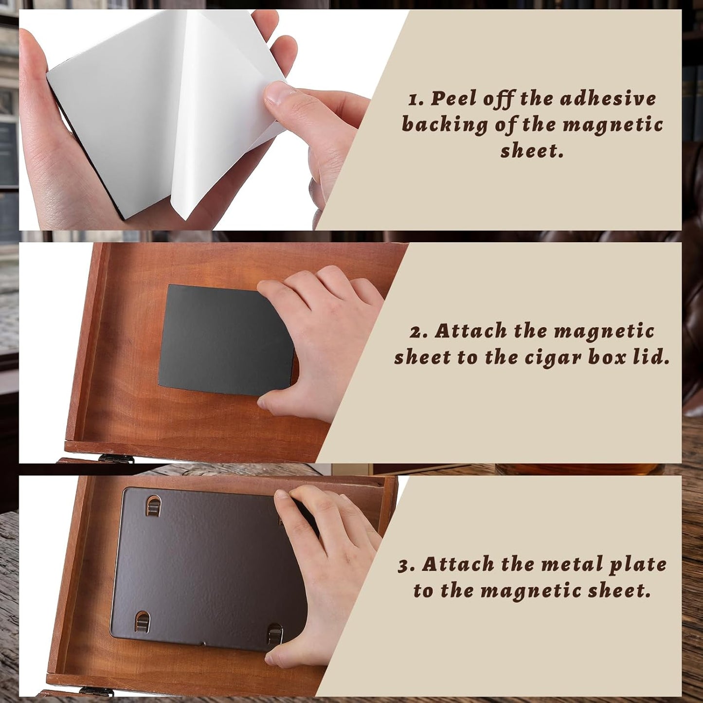 Set 2 Placas Metal Montaje Caja Almacenamiento Imán