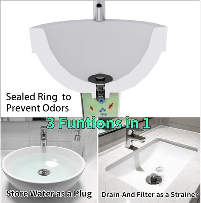 Tapón fregadero baño colador antiobstrucción 1.06-1.61pulg