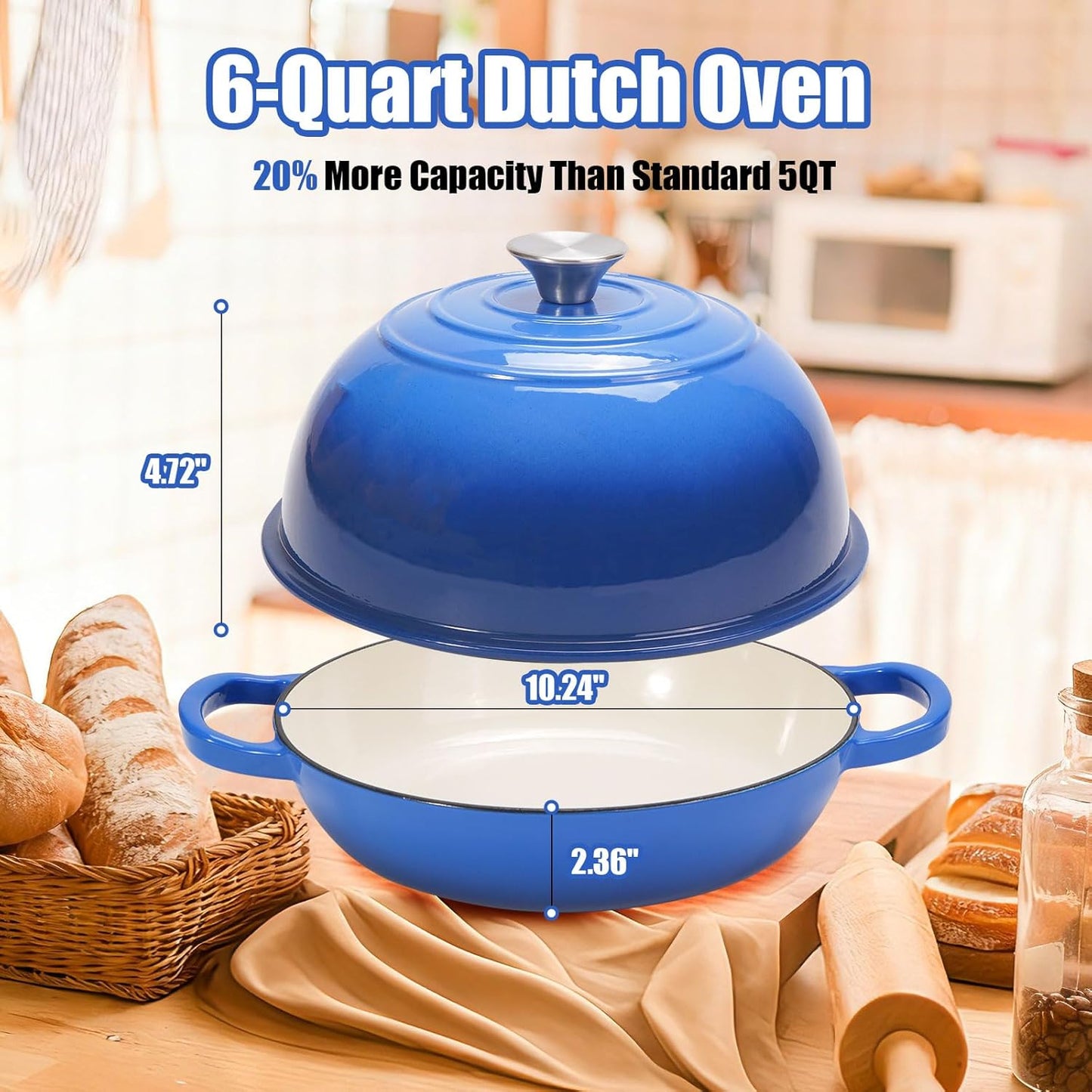 Horno holandés hierro fundido 6qt cesta algodón