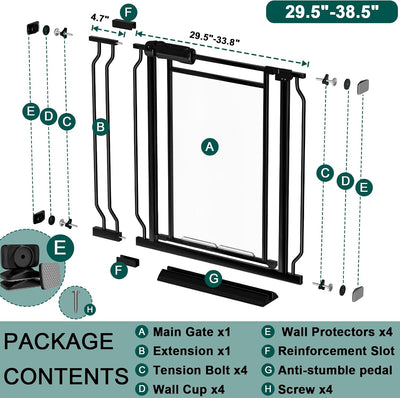 Puerta acrílico transparente para bebés y perros 29.5-38.5pulg
