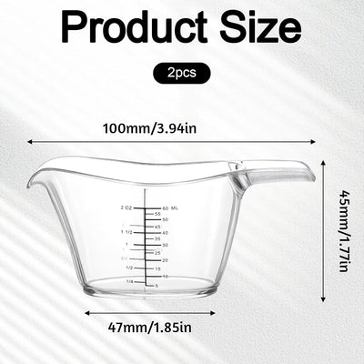 Paquete de 2 tazas medidoras transparentes de 2 oz para cocina y bricolaje