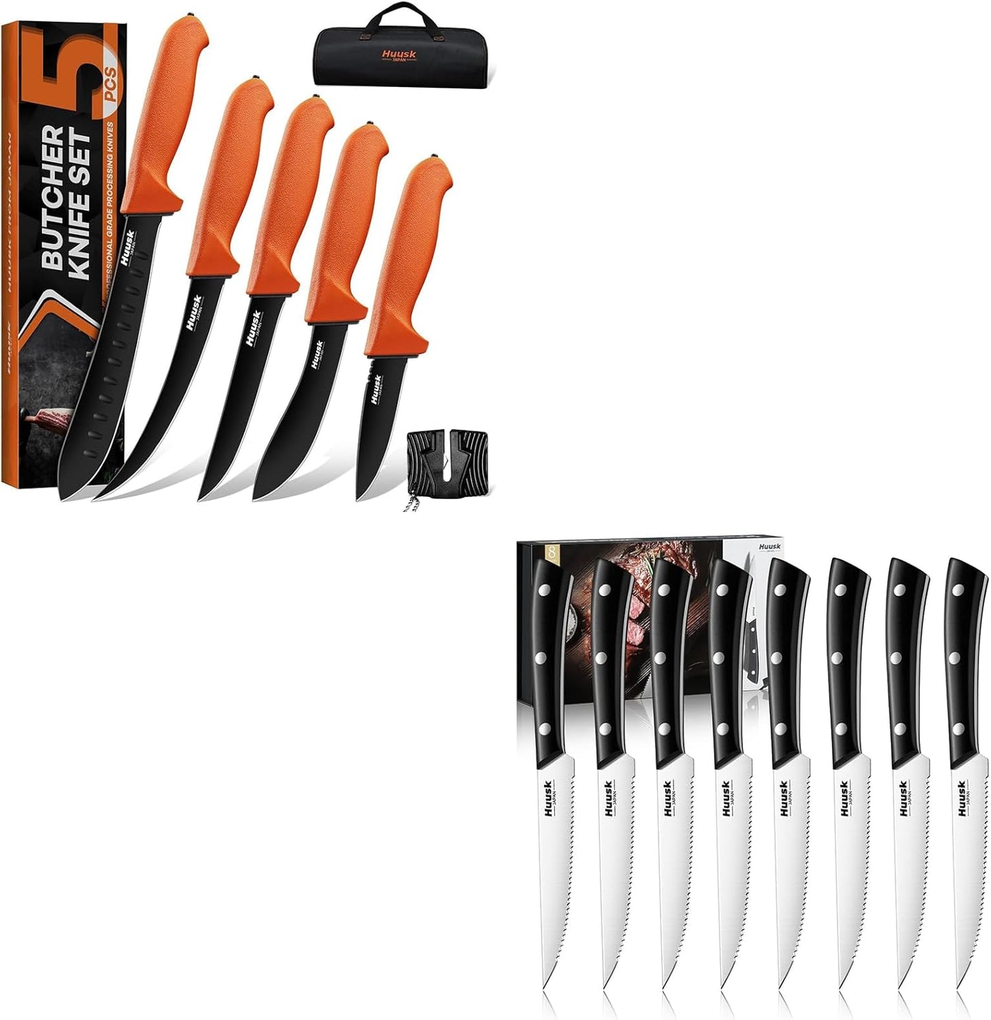 Jgo 8 Cuchillos Carne Afilados Huusk
