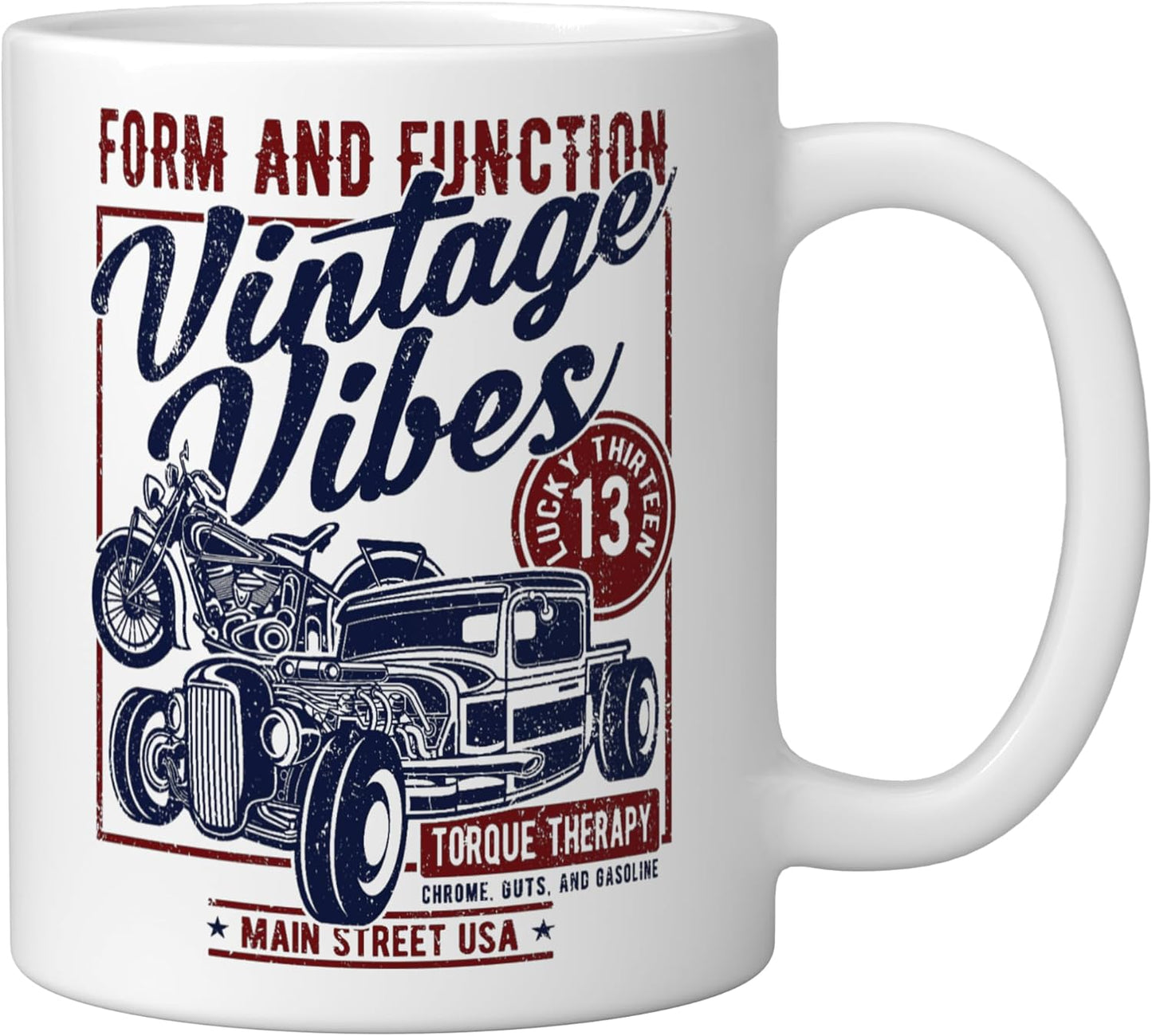 Taza cerámica estilo motocicleta Hotrod Main Street USA vintage