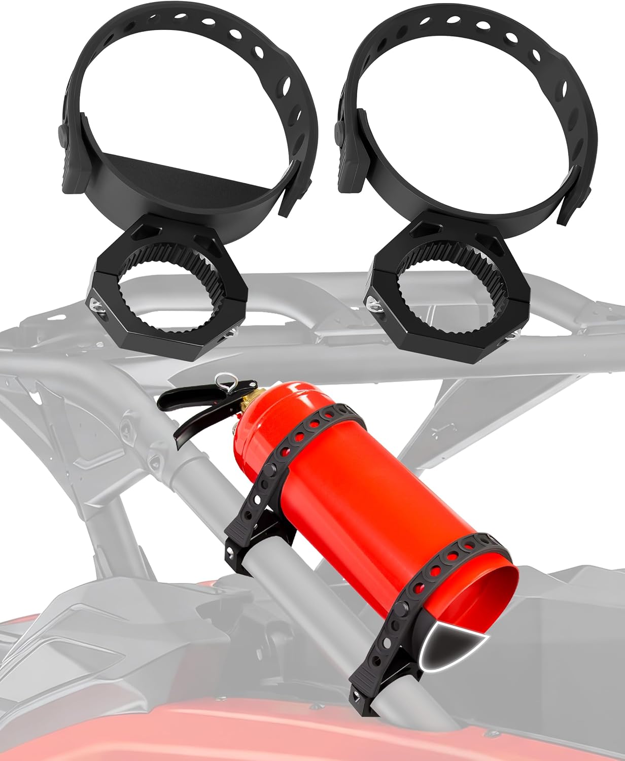 Kit montaje extintor UTV soporte aluminio ajustable 1.75-2pulg