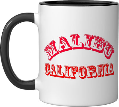 Taza cerámica Malibu California USA souvenir negro/blanco