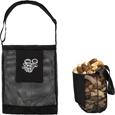 Bolsa de recolección de setas y vegetales en malla negra