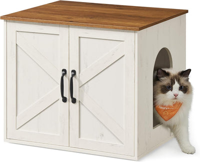 Caja arena gatos mesa auxiliar 23.6x19.7pulg blanco rústico