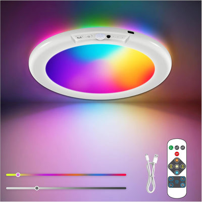 Lámpara techo inalámbrica RGB control remoto sensor movimiento