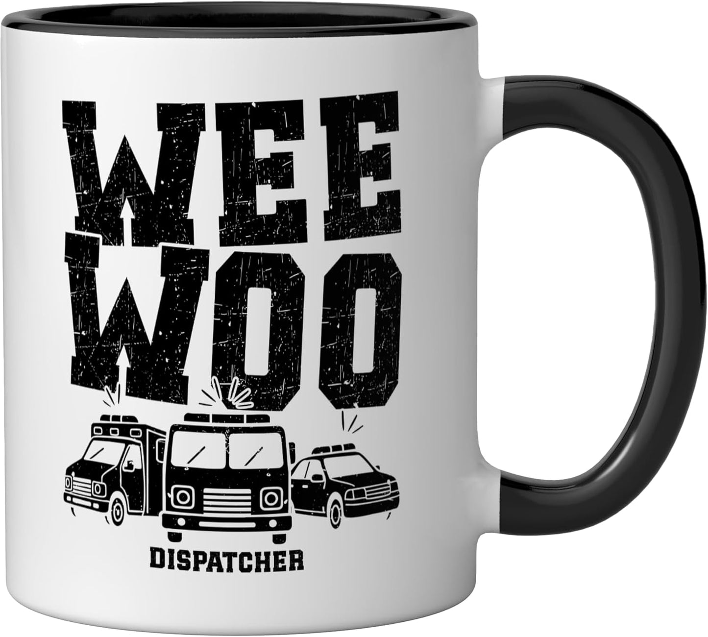 Taza cerámica 911 Dispatcher WEE WOO negra/blanca