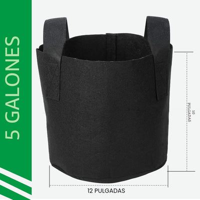 12 Pzas Bolsas Tela 5gal para Cultivo con Asas y Etiquetas