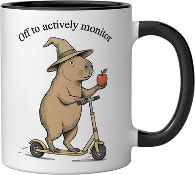 Taza cerámica para profesor de prueba de capibara en negro/blanco