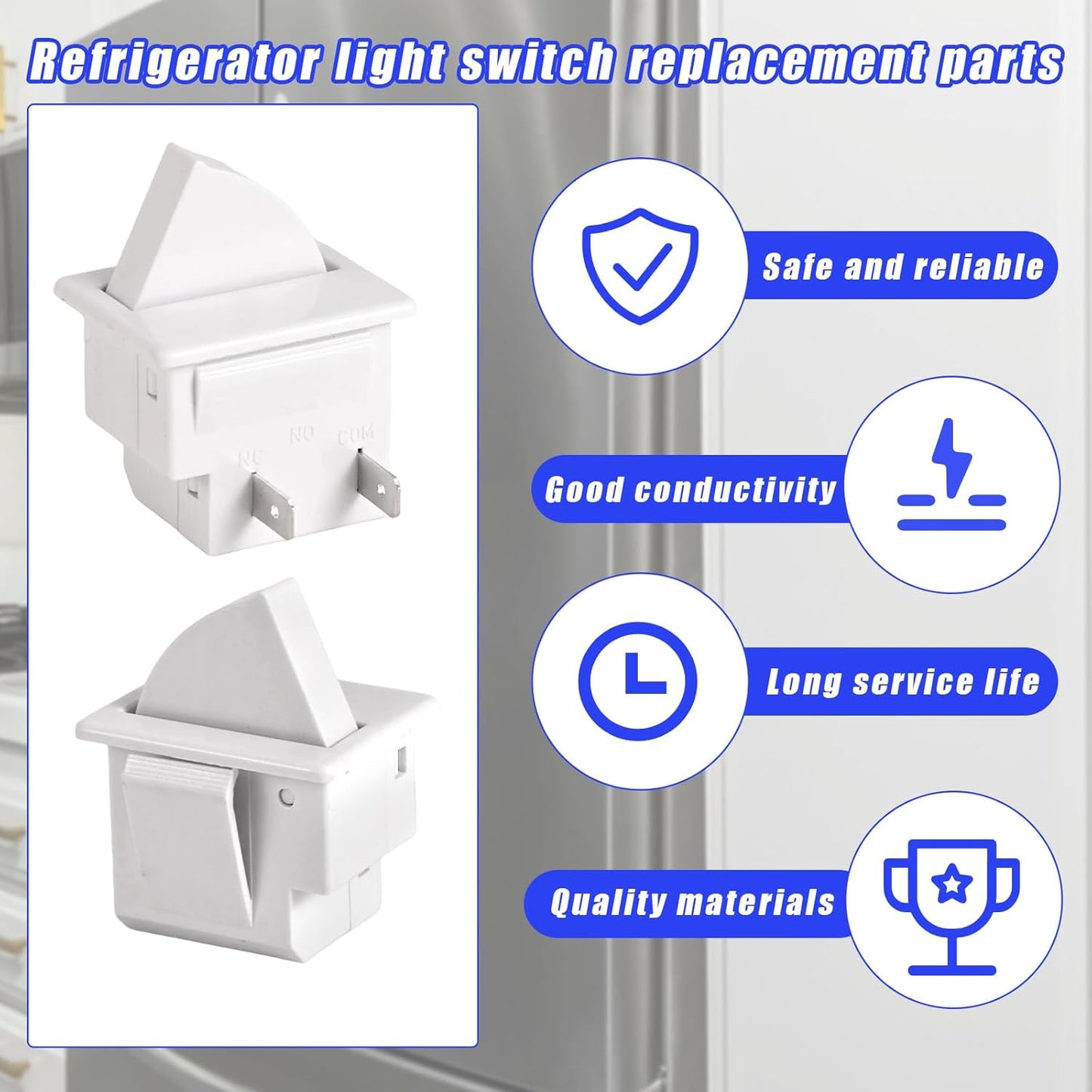 2 Pzas Interruptor Luz Puerta Refrigerador Comp GE