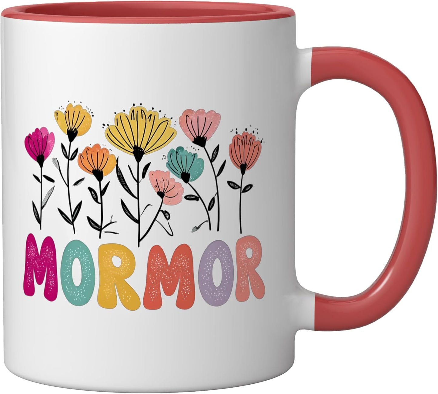 Taza cerámica MorMor floral rojo/blanco