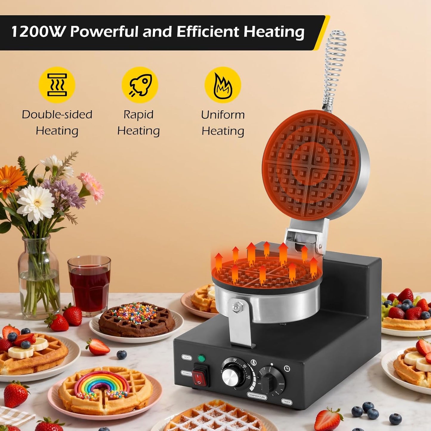 Dos planchas de waffles comerciales 2400W y 1200W