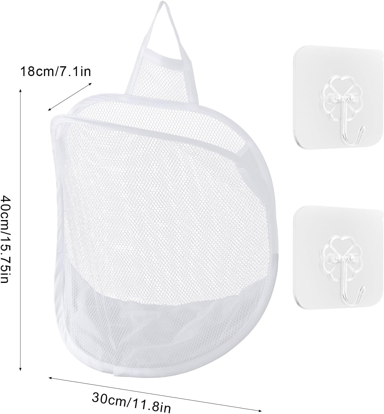 Bolsa lavandería colgante malla plegable poliéster blanco gris