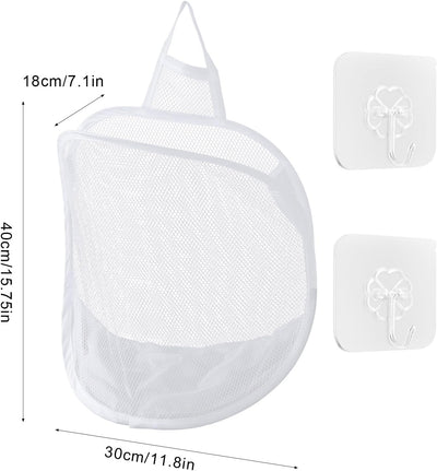 Bolsa lavandería colgante malla plegable poliéster blanco gris