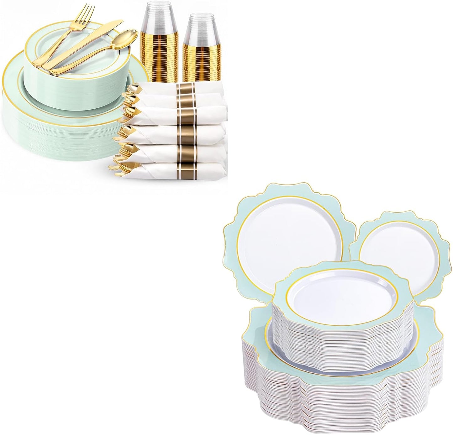 Set 250 Pzas Platos Plástico Verde