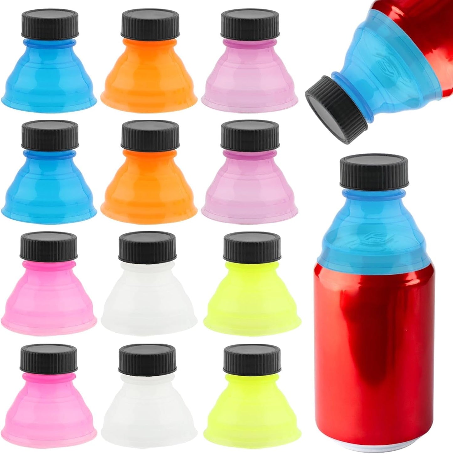 12 Tapas Latas 6 Colores Reutilizables para Bebidas Picnic