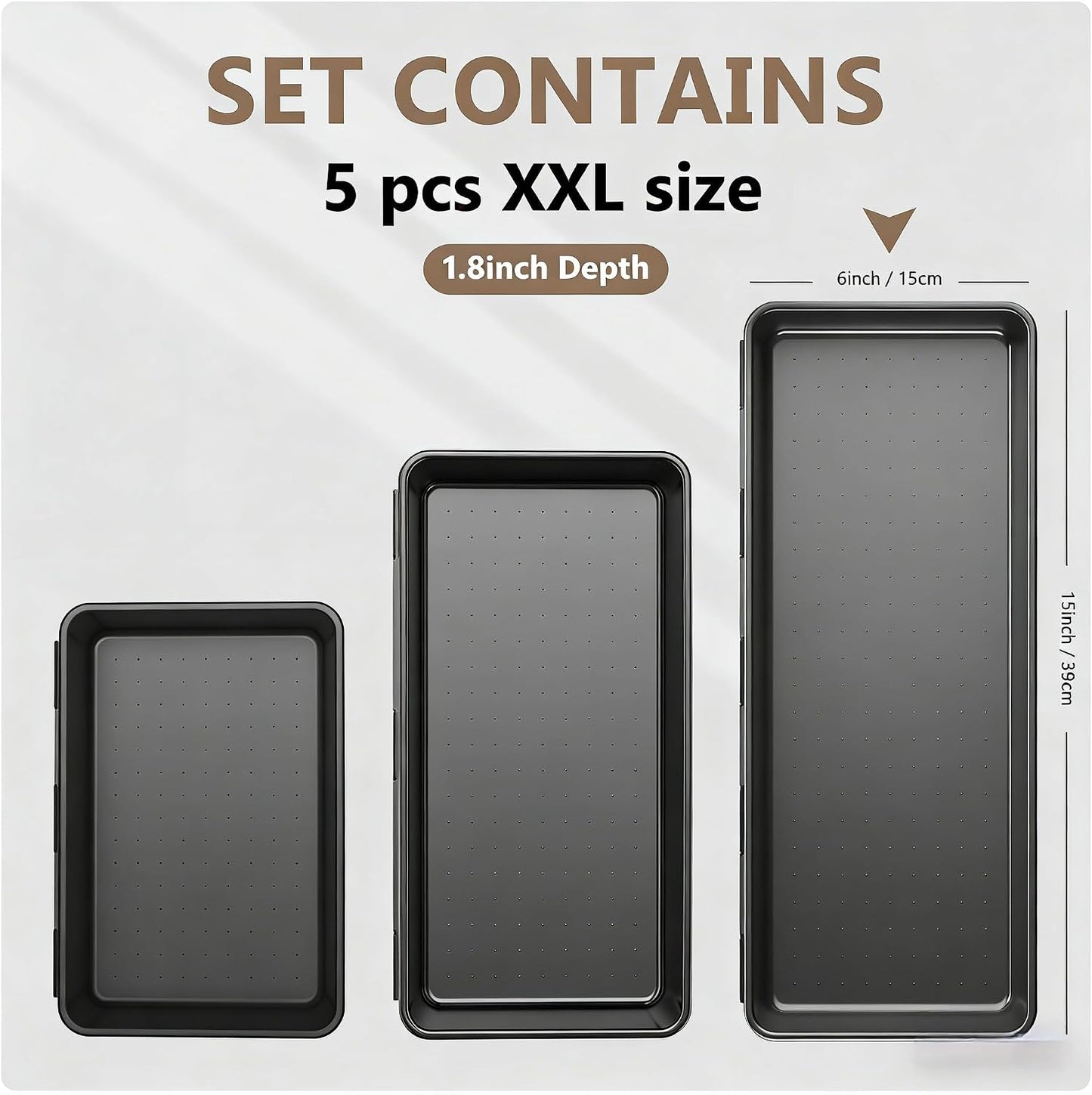 Set 5 pzas organizador cajón escritorio negro