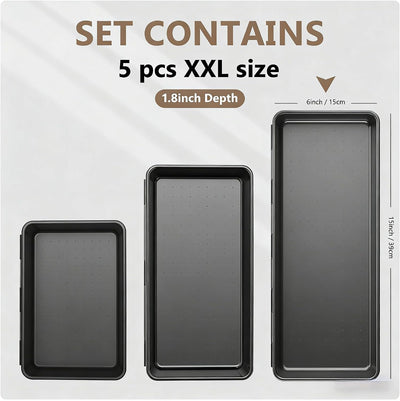 Set 5 pzas organizador cajón escritorio negro
