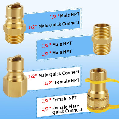 Kit conector rápido gas natural propano 1/2 pulg latón