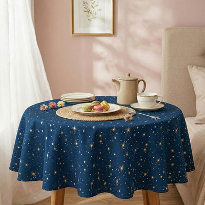 Mantel redondo azul marino 60 x 60 pulgadas con lentejuelas doradas para bodas y eventos