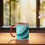 Taza cerámica Abstract Turquoise ondas gradientes rojo/blanco