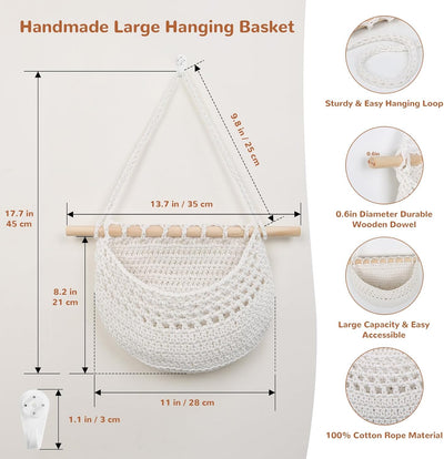 Cesta colgante para organizar frutas y verduras 18 x 11 pulgadas