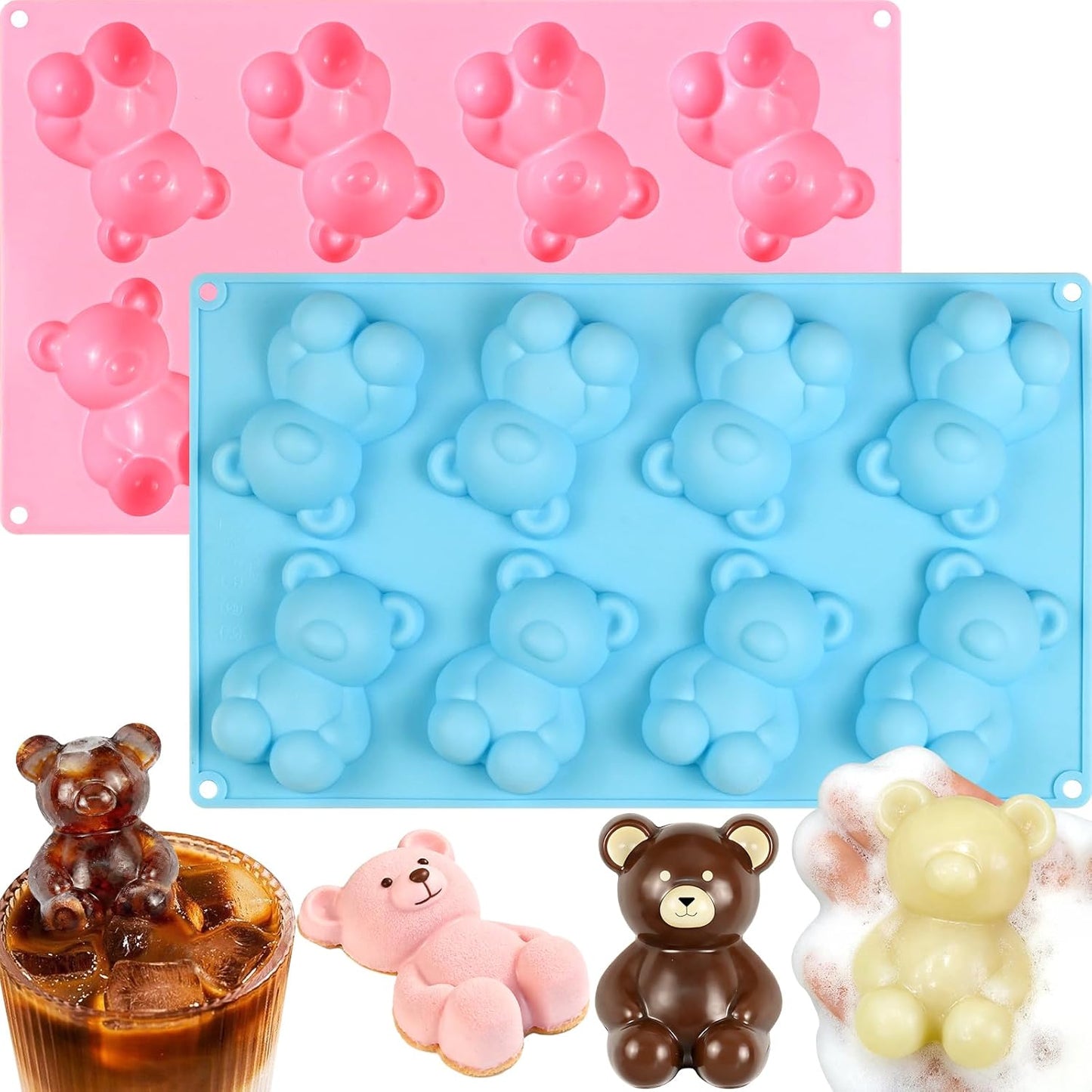 Molde de silicona de oso con 16 cavidades para chocolate, dulces y decoraciones